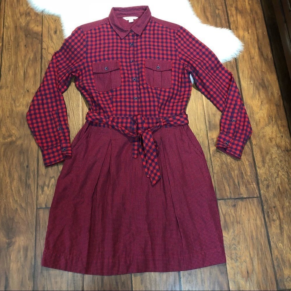 Brooks brothers red fleece checkered dress